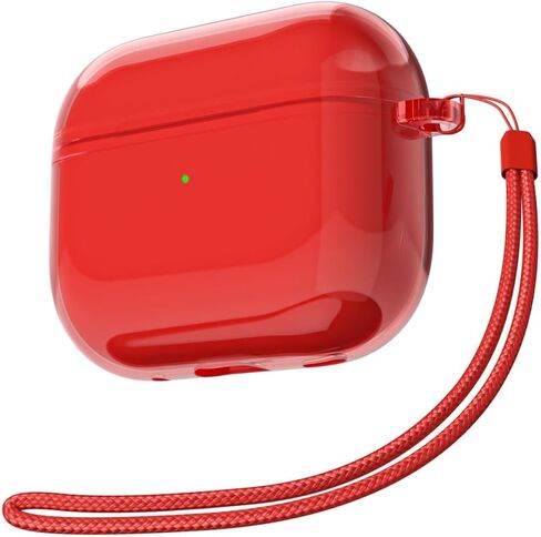 Svanove for Airpods 4 Case Clear with Lanyard Strap, Cute Transparent Hard Shell Plastic Case for Airpods 4th Generation Cover, Girly Y2K TPU Shockproof Protective Cases for Women Men, Neon Orange in Kuwait