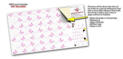 WraptorSkinz Skin Decal Vinyl Wrap compatible with the XBOX Series X Console and Controller - Pastel Butterflies Pink on White (GAMING CONSOLE NOT INCLUDED) in Saudi Arabia