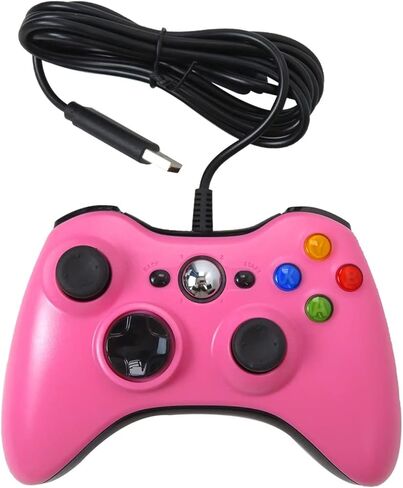 قطعة بديلة للوحة الألعاب السلكية USB لوحدة التحكم Xbox 360 /Slim لنظام التشغيل Windows 7/8/10 دعم وحدة تحكم Microsoft PC للعبة Steam (وردي) in Saudi Arabia