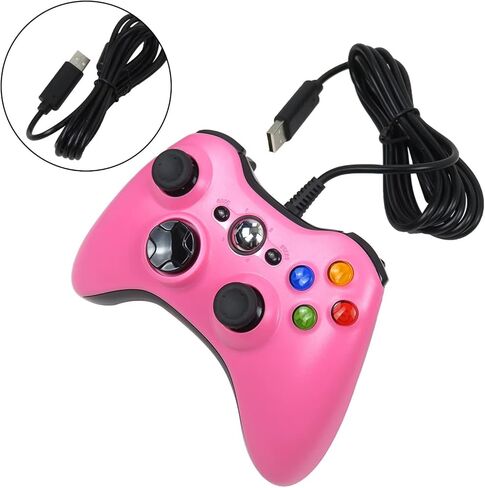 قطعة بديلة للوحة الألعاب السلكية USB لوحدة التحكم Xbox 360 /Slim لنظام التشغيل Windows 7/8/10 دعم وحدة تحكم Microsoft PC للعبة Steam (وردي) in Saudi Arabia