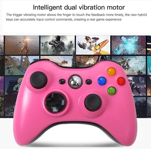 قطعة بديلة للوحة الألعاب السلكية USB لوحدة التحكم Xbox 360 /Slim لنظام التشغيل Windows 7/8/10 دعم وحدة تحكم Microsoft PC للعبة Steam (وردي) in Saudi Arabia