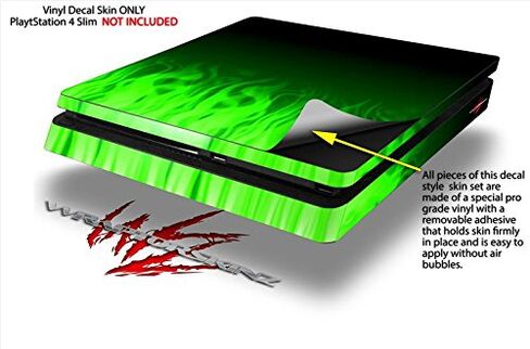 Vinyl Decal Skin Wrap compatible with Sony PlayStation 4 Slim Console Fire Green (PS4 NOT INCLUDED) in Saudi Arabia