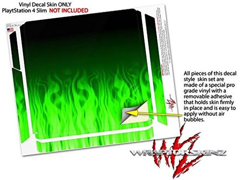 Vinyl Decal Skin Wrap compatible with Sony PlayStation 4 Slim Console Fire Green (PS4 NOT INCLUDED) in Saudi Arabia