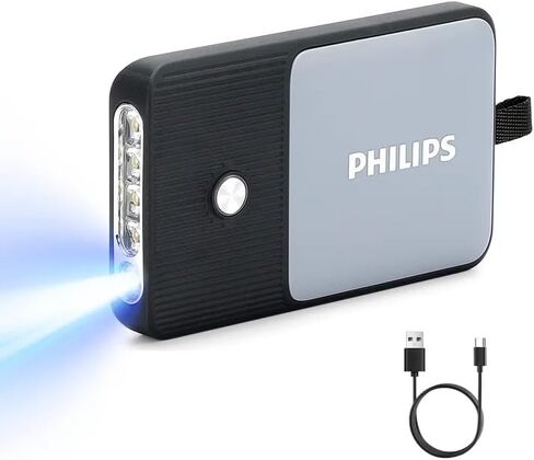 Philips SFL1181 Bright 400 Lumens Tactical Torch High Lumens with 3 Modes,Rechargeable LED Flashlights, 2000mAh, Waterproof,Handheld Flash Light for Emergencies, Camping, Hiking in Kuwait