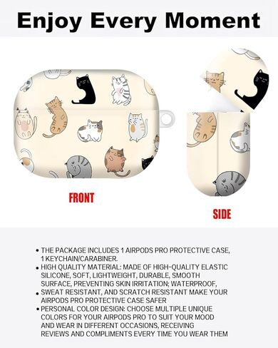 Compatible with AirPod Pro Case 2nd/1st Gen (2023/2022/2019),Shockproof Protective Cover with Keychain for Women,Cute Charging Case for Airpod Pro 2/1(Cute Colorful Cat) in Saudi Arabia