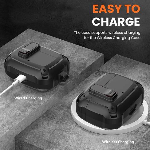 Compatible JBL Vibe Beam/Beam 2 Case 2025 Lock Clip for Men Women, Military Shell JBL Vibe Beam/200TWS Cover Protective Armor Skin with with Cleaner Kit & Carabiner, Black in Saudi Arabia