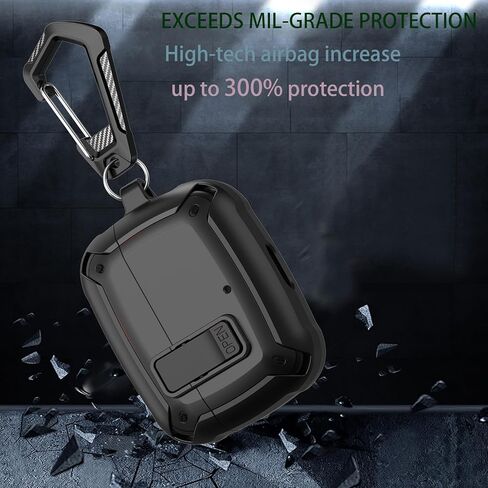 Compatible JBL Vibe Beam/Beam 2 Case 2025 Lock Clip for Men Women, Military Shell JBL Vibe Beam/200TWS Cover Protective Armor Skin with with Cleaner Kit & Carabiner, Black in Saudi Arabia