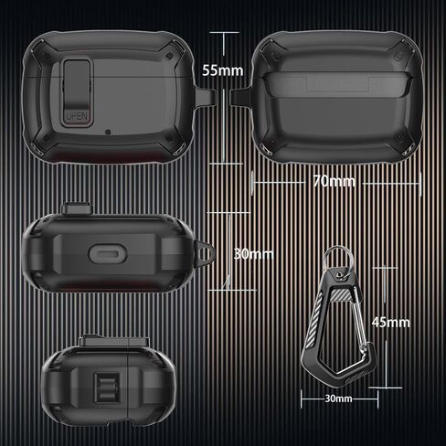Compatible JBL Vibe Beam/Beam 2 Case 2025 Lock Clip for Men Women, Military Shell JBL Vibe Beam/200TWS Cover Protective Armor Skin with with Cleaner Kit & Carabiner, Black in Saudi Arabia