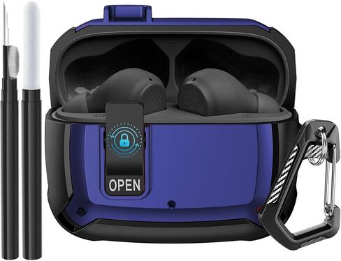 Compatible JBL Vibe Beam/Beam 2 Case 2025 Lock Clip for Men Women, Military Shell JBL Vibe Beam/200TWS Cover Protective Armor Skin with with Cleaner Kit & Carabiner, Black in Saudi Arabia