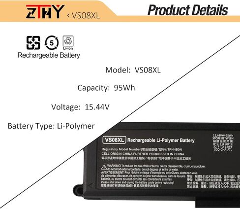 VS08XL M86087-005 استبدال بطارية الكمبيوتر المحمول HP ZBook Fury 16 G9 / ZBook Fury 16 G10 / ZBook Fury 16 G11 سلسلة محطات العمل المتنقلة TPN-IB0N TPN-DB1F M86087-001 M85951-171 M85951-271 15.44 فولت 95 وات in Kuwait