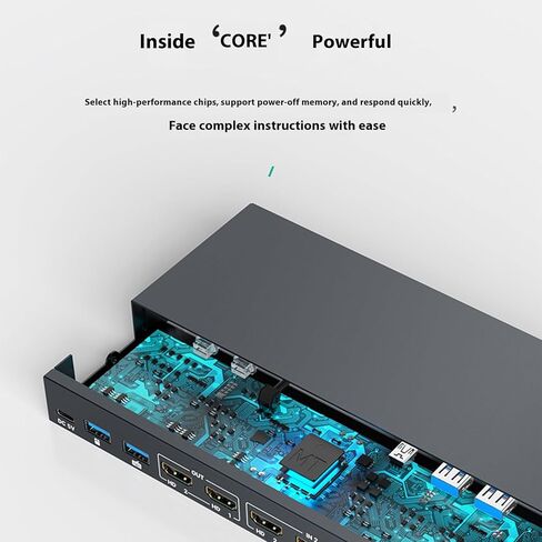 شاشتان HDTV KVM Switcher لجهازي كمبيوتر مع مفاتيح التشغيل السريع 4K 60 هرتز USB3.0 وإخراج الصوت in Kuwait