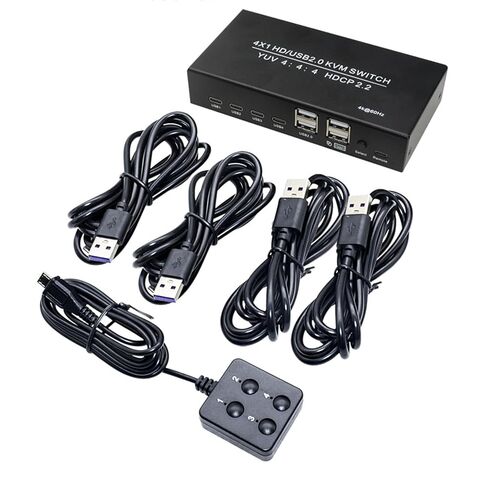محول Zunate 4K 60 هرتز HDMI KVM لـ 4 أجهزة كمبيوتر، وضعين للتبديل، EDID متكيف، 4 منافذ وكابلات USB من النوع C، مشاركة طابعة ماوس لوحة مفاتيح واحدة in Kuwait