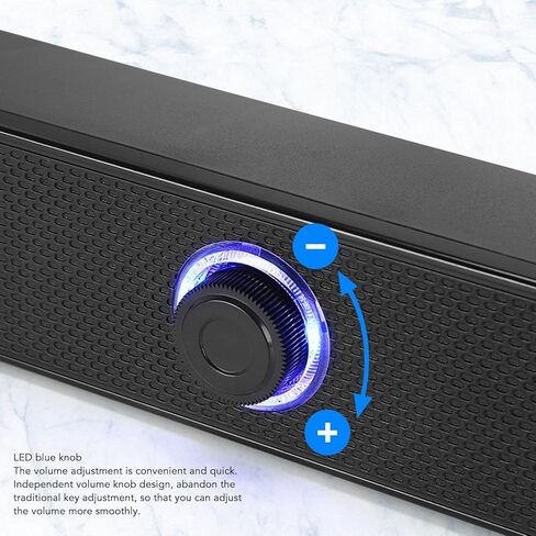 سماعات كمبيوتر USB، 3.5 مم AUX PC، مكبر صوت ستيريو هاي فاي صغير مع مقبض مستوى الصوت، للكمبيوتر الشخصي لأجهزة الكمبيوتر المحمول والكمبيوتر اللوحي وسطح المكتب، 12.4 × 2.36 × 2.2 بوصة، طول الكابل 1.5 متر in Kuwait
