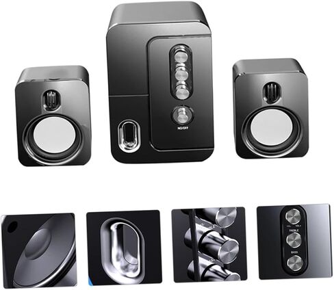 مكبرات صوت للكمبيوتر المكتبي بمنفذ USB مع صوت محيطي ثلاثي الأبعاد وجهير عميق، مكبر صوت مكتبي محمول ومتعدد الاستخدامات لأجهزة الكمبيوتر المحمول والكمبيوتر الشخصي، أسود in Kuwait