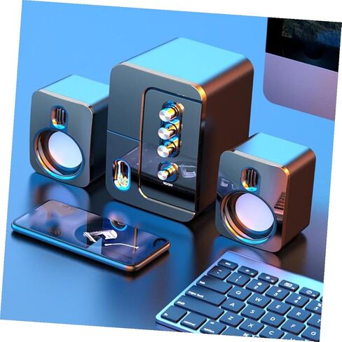 مكبرات صوت للكمبيوتر المكتبي بمنفذ USB مع صوت محيطي ثلاثي الأبعاد وجهير عميق، مكبر صوت مكتبي محمول ومتعدد الاستخدامات لأجهزة الكمبيوتر المحمول والكمبيوتر الشخصي، أسود in Kuwait