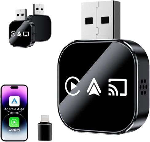 Wireless Carplay Mirror Link Adapter for Apple,3 in 1 Bluetooth Mirroring iOS Phone to Car Screen Adapter 2026 Wired to Wireless Portable USB Car Play Screen Connector for Android to Watch Movies in Kuwait