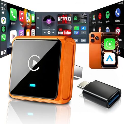 محول CarPlay لاسلكي صغير لهواتف iPhone وAndroid، محول CarPlay اللاسلكي 2 في 1، محول تشغيل السيارة 2026 WIFI6، توصيل تلقائي سريع ومستقر بدون تأخير، منفذ Bluetooth 5.3 USBA&C in Saudi Arabia