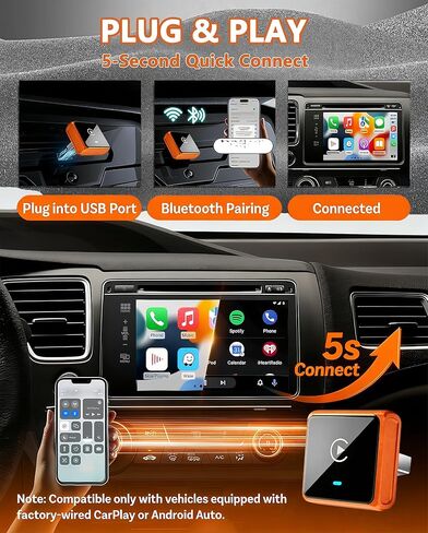 محول CarPlay لاسلكي صغير لهواتف iPhone وAndroid، محول CarPlay اللاسلكي 2 في 1، محول تشغيل السيارة 2026 WIFI6، توصيل تلقائي سريع ومستقر بدون تأخير، منفذ Bluetooth 5.3 USBA&C in Saudi Arabia