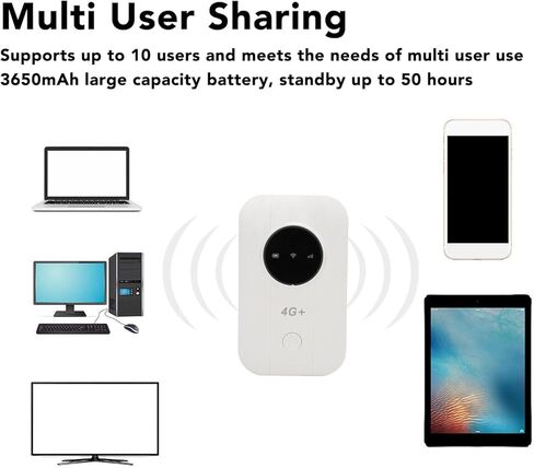 4G LTE Mobile Hotspot, Portable WiFi with 3650mAh Battery SIM Card Slot, Up to 10 Users Connect for Travel, 150Mbps Download for 7 8 10 for Linux, Ideal Holiday Travel in Saudi Arabia
