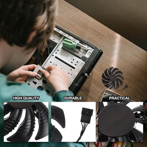 NUOBESTY استبدال مروحة تبريد مروحة بطاقة الرسومات 88 مم لبطاقات رسومات الألعاب المتوافقة مع دوران Gigabyte T129215su عكس اتجاه عقارب الساعة in Kuwait