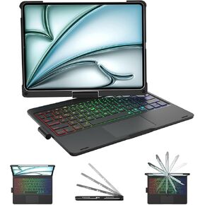 حافظة لوحة مفاتيح IPad مع 7 أوضاع، إضاءة خلفية RGB، متوافقة مع iPad Pro 11 2018-2022، iPad Air 11 بوصة 2024 (فضي) in Kuwait