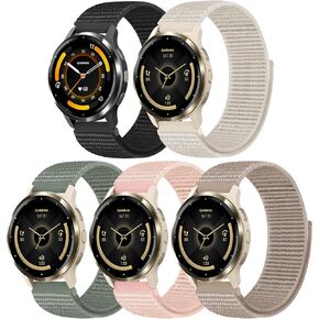5 عبوات من أحزمة الساعة المصنوعة من النايلون بخطاف وحلقة متوافقة مع Garmin Venu 3S/4 41 مم/Forerunner265S 42 مم/255S 41 مم، 18 مم حزام رياضي خفيف الوزن قابل للتعديل لـ Venu 2S/Vivoactive 4S 40 مم in Kuwait