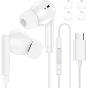 سماعات أذن USB C سلكية لهاتف iPhone 17 17 Pro Max Plus Air 16 16e 15 Samsung Ear Buds سماعات أذن سلكية USB C من النوع C لهاتف Galaxy A16 5G A17 A26 A56 S25 Ultra S24 S23 مع ميكروفون in Kuwait