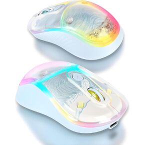 elec Space Cute Wireless Bluetooth Mouse - Rechargeable Silent Mouse with Magnetic Sand Cover, 3 Mode Connectivity, RGB Lighting, Ergonomic Design for Home, Office & School Use (Purple) in Kuwait