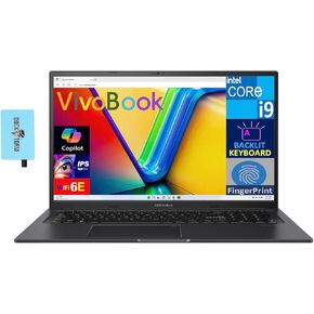 ASUS Vivobook K3704VA-DS96 17X كمبيوتر محمول 17.3 بوصة IPS FHD (Intel i9-13900H، 24 جيجابايت DDR4، 1 تيرابايت PCIe SSD، Intel Iris Xe، Backlit KB، بصمة الإصبع، WiFi 6E، كاميرا ويب، Win 11 Pro) مع موسع منفذ USB DKZ in Saudi Arabia