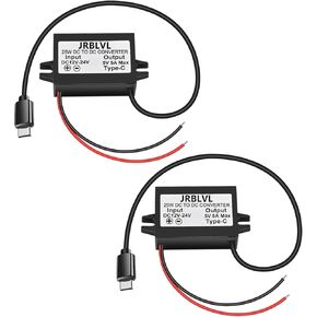 محول تيار مستمر 12 فولت/24 فولت إلى 5 فولت 5 أمبير 25 وات USB-C محول طاقة باك لراسبيري بي 4، والهاتف المحمول، والمزيد (عبوة واحدة) in Kuwait