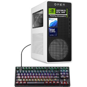 كمبيوتر مكتبي للألعاب HP OMEN 16L TG03، Intel Ultra 7 265F، NVIDIA RTX 5060، ذاكرة الوصول العشوائي DDR5 سعة 32 جيجابايت، SSD 1 تيرابايت، جهاز كمبيوتر محطة عمل AI-Ready للألعاب وإنتاج الموسيقى، حزمة مع لوحة مفاتيح Thunderobot in Kuwait