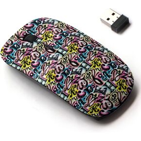 2.4G Wireless Mouse with Cute Pattern Design for All Laptops and Desktops with Nano Receiver - Alphabet Poster Dry Brush in Saudi Arabia