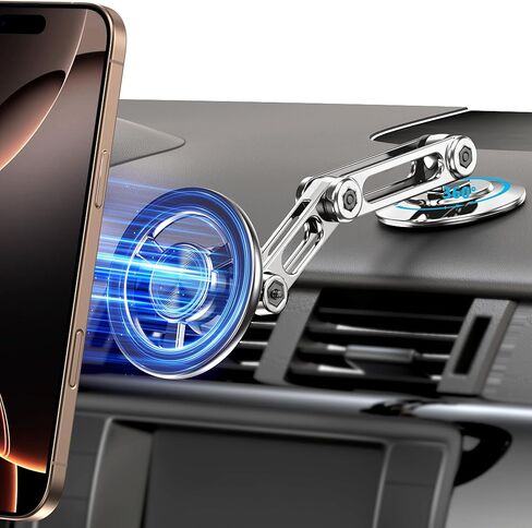 Ultra Magnetic Long-Arm Phone Holder Stand, Fits for MagSafe Car Mount Bracket【Windshield+Vent+Dash】, 360° Rotation Adjustable Strong Magnets Car Mount Desk Office Phone Cradle Holder, Black in Saudi Arabia