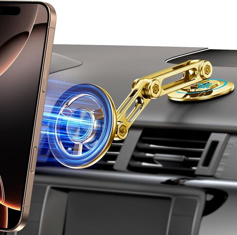 Ultra Magnetic Long-Arm Phone Holder Stand, Fits for MagSafe Car Mount Bracket【Windshield+Vent+Dash】, 360° Rotation Adjustable Strong Magnets Car Mount Desk Office Phone Cradle Holder, Black in Saudi Arabia