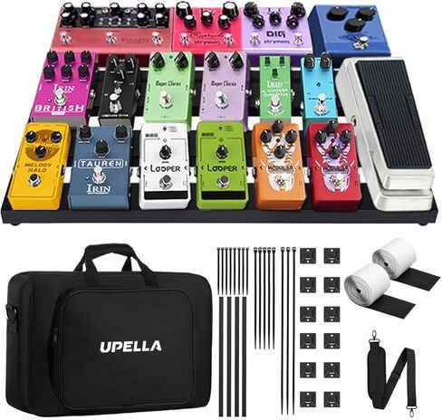 Guitar Pedal Board with Carry Bag Hook Loop, Aluminum Alloy Lightweight Effect Pedalboard 15'' x 5.7'' Black in Saudi Arabia