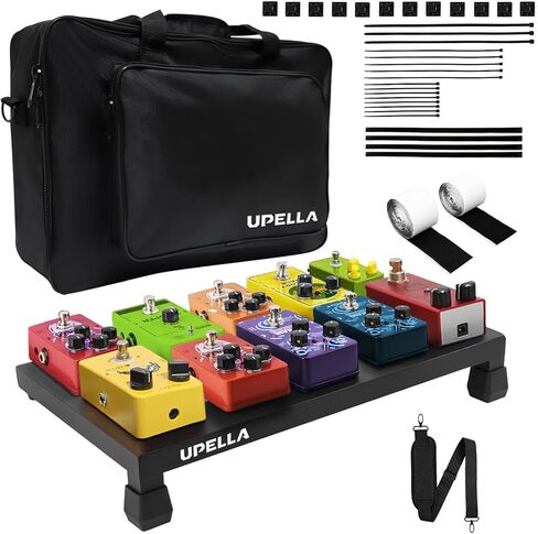 Guitar Pedal Board with Carry Bag Hook Loop, Aluminum Alloy Lightweight Effect Pedalboard 15'' x 5.7'' Black in Saudi Arabia