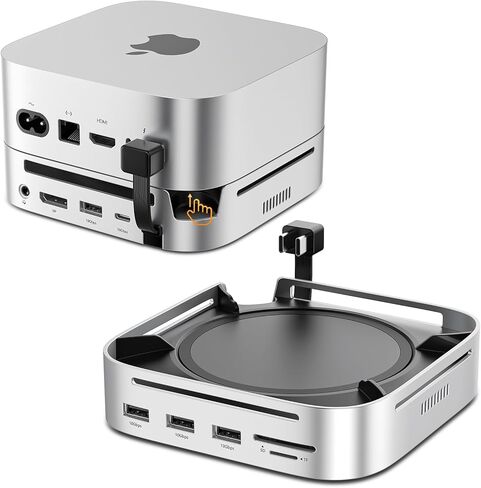 Mac mini M4 Dock & Stand DisplayPort 8K@120 هرتز Hub لجهاز Mac mini M4/M4 Pro 2024 مع حاوية NVMe SSD بسعة 8 تيرابايت، 10 في 1 مع DP، 5 منافذ USB-A/C بسرعة 10 جيجابت في الثانية، SD/TF، ​​صوت لجهاز Mac mini M4، Mac mini M4 Pro in Kuwait