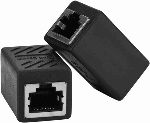Dioche RJ45 أنثى إلى أنثى شبكة LAN محول مقرنة إيثرنت موسع موصل خفيف الوزن تصميم مدمج لنقل بيانات مستقر عالي السرعة في المنزل وشبكات تكنولوجيا المعلومات باللون الأسود in Kuwait