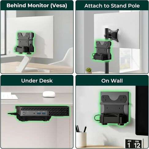Yimaut قابل للتعديل جهاز كمبيوتر صغير Vesa Mount Bracket خلف الشاشة، تحت المكتب، متصل بذراع الشاشة، الجدار أو عمود الحامل لـ HP، Dell، KAMRUI، Mac Mini، GMKtec، صناديق الكابلات، موجهات Wi-Fi ووحدات المعالجة المركزية الصغيرة in Kuwait