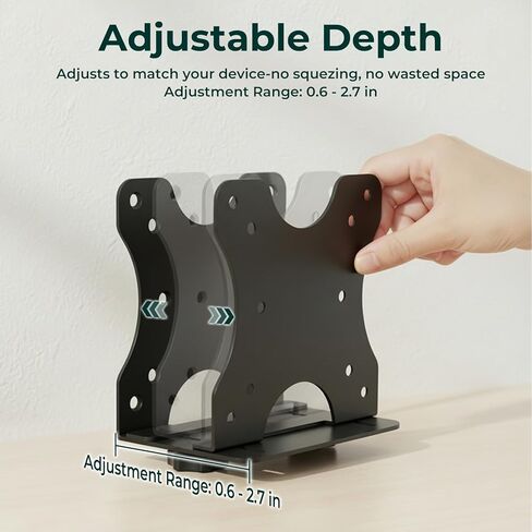 Yimaut قابل للتعديل جهاز كمبيوتر صغير Vesa Mount Bracket خلف الشاشة، تحت المكتب، متصل بذراع الشاشة، الجدار أو عمود الحامل لـ HP، Dell، KAMRUI، Mac Mini، GMKtec، صناديق الكابلات، موجهات Wi-Fi ووحدات المعالجة المركزية الصغيرة in Kuwait