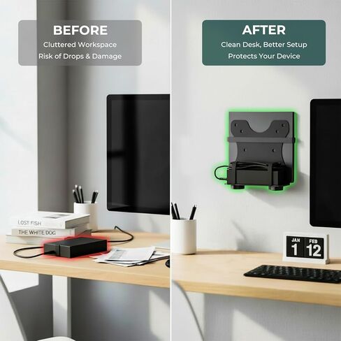 Yimaut قابل للتعديل جهاز كمبيوتر صغير Vesa Mount Bracket خلف الشاشة، تحت المكتب، متصل بذراع الشاشة، الجدار أو عمود الحامل لـ HP، Dell، KAMRUI، Mac Mini، GMKtec، صناديق الكابلات، موجهات Wi-Fi ووحدات المعالجة المركزية الصغيرة in Kuwait