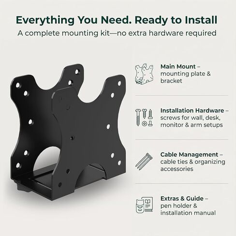 Yimaut قابل للتعديل جهاز كمبيوتر صغير Vesa Mount Bracket خلف الشاشة، تحت المكتب، متصل بذراع الشاشة، الجدار أو عمود الحامل لـ HP، Dell، KAMRUI، Mac Mini، GMKtec، صناديق الكابلات، موجهات Wi-Fi ووحدات المعالجة المركزية الصغيرة in Kuwait