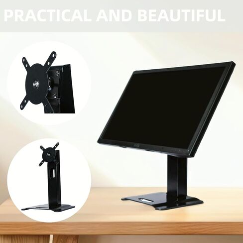 حامل سطح المكتب المعدني متوافق مع Echo Show 15 (الجيل الأول والثاني) Show 21 حامل دوار قابل للتعديل، دوران 360 درجة زاوية إمالة 60 درجة، مناسب للشاشات العالمية 13-32 بوصة (أسود) in Kuwait