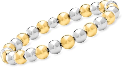 Ross-Simons Italian 8mm Sterling Silver و 18kt الذهب على سوار امتداد حبة الجنيه الاسترليني in Saudi Arabia