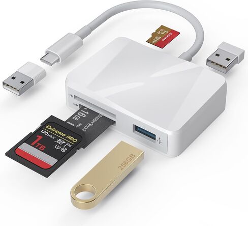 SD Card Reader, 5 in 1 USB-C & USB Dual Connectors Card Adapter with SD/MicroSD/MS/Dual USB-A 5 Slots Memroy Card Reader for iPhone 17/16/15 Pro Max iPad MacBook Pro/Air M4/M3 Android Phone/Tablet PC in Saudi Arabia