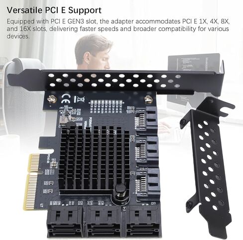 بطاقة توسيع PUSOKEI PCIe 4X إلى 9 منافذ، محول القرص الصلب PCIe GEN3 بسرعة 6 جيجابت في الثانية مع تبديل سريع NCQ AHCI، من أجل Wins 10 11 2003 in Kuwait