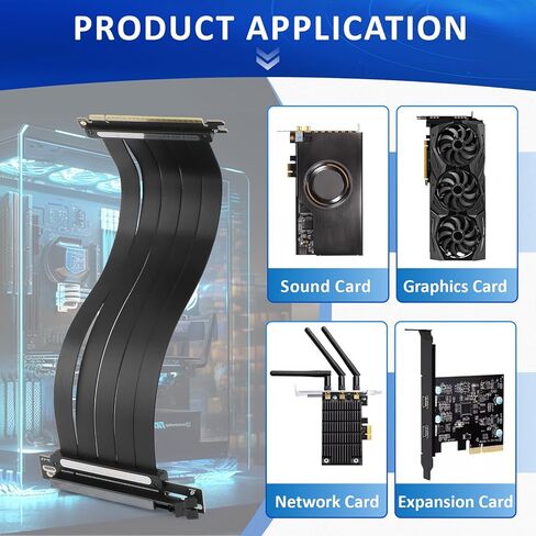 كابل تمديد PCI-E 4.0 لـ RTX4090 RTX4080 RX7900XTX 90 درجة إلى 90 درجة لـ M.2/ WiFi/الشبكة/USB/بطاقات الصوت PCIe 4.0 x16 ملحقات كابل Riser أجزاء إصلاح لـ xx-10cm (300 مم) in Saudi Arabia