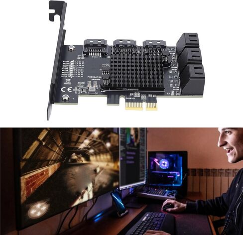 بطاقة توسيع VBESTLIFE PCIE إلى 9 Serial ATA 3.0، 6 جيجابت في الثانية، تدعم NCQ وAHCI، للكمبيوتر المكتبي، تدعم SSD HDD in Saudi Arabia