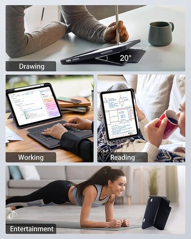 حافظة لوحة المفاتيح Trackpad لجهاز iPad (A16) 11th 2025 /10th Gen 2022، حافظة لوحة مفاتيح مغناطيسية خفيفة للغاية وقابلة للتدوير والفصل، حافظة لوحة مفاتيح بإضاءة خلفية بـ 7 ألوان لجهاز iPad 11th 11 بوصة /10th 10.9 بوصة، صورة/مناظر طبيعية in Saudi Arabia
