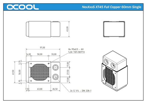 مشعاع مفرد Alphacool NexXxoS XT45 نحاسي كامل 60 مم (14222) in Kuwait
